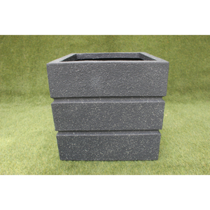 Classic Axis Design FRP Cubo Serie Square Fiberglass Lightweight Durable Floor Boughpot Drainage Hole Hand Carved Finish - Product Image 1