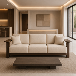 Minimalist Solid Teak <b>Wood</b> Hospitality <b>Sofa</b> Three Seater <b>for</b> Hotel Villa Apartment Interiors - Product Image 6