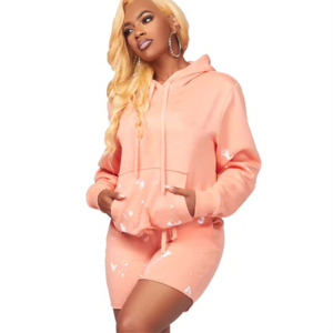 Ensemble décontracté 2 pièces pour femme : sweat à capuche respirant et short en coton, couleur personnalisable, en polyester/coton, vente en gros, écologique - Product Image 6