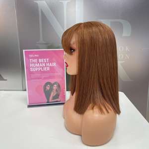 Peluca con flequillo sin procesar 100% cutícula alineada extensiones de cabello humano virgen recto estilo sedoso HD encaje suave sensación precio barato - Product Image 4