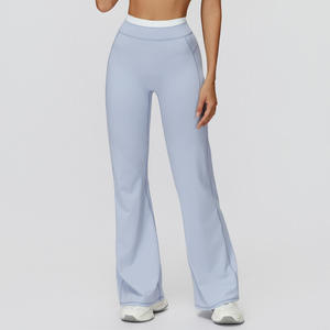 High Quality Women High Waist <b>Flared</b> Yoga Lounge Pants Four Way Stretch Quick Dry Athletic Trousers - Product Image 1