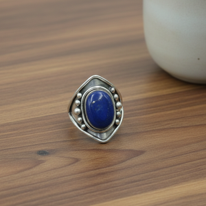 Vintage Blue Lapis 925 Silver <b>Ring</b> for Women Rose Gold Yellow Gold Plated Oval Gemstone <b>Statement</b> Jewelry for Unisex Christmas - Product Image 4