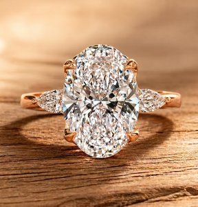 DEF Color VS VVS Clarity IGI Certified 10K 14K 18K Solid Gold Oval & Pear Natural Diamond Ring <b>Three</b> Stone Ring Engagement Ring - Product Image 4