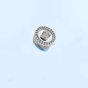 <b>Iced</b> Hip Hop Style 925 Sterling Silver Cluster <b>Ring</b> with Prong Setting Rhodium Plated for Engagement Anniversary Gift Occasion - Product Image 1