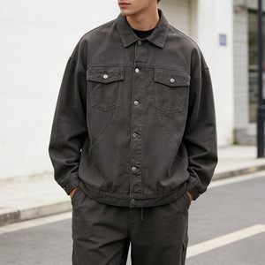 <b>Men's</b> Denim Jacket Solid Color Button Front Regular Fit Stonewashed Cotton Casual Autumn Winter <b>Coat</b> - Product Image 2