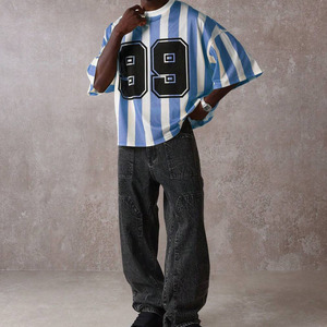 T-shirt ample vintage personnalisé 100 % coton en maille, design vierge, maillots de football pour hommes, maillot de sport en maille avec logo personnalisé - Product Image 5