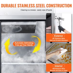 Congelatore verticale in acciaio inossidabile da 44,21 piedi cubi con 2 porte e sbrinamento automatico - 54,4 pollici di larghezza - Product Image 3