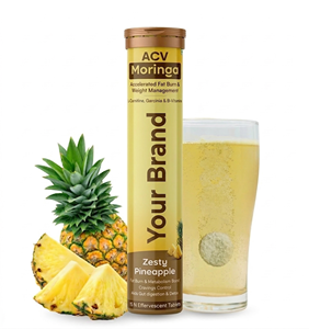 Comprimés effervescents au vinaigre de cidre de pomme OEM avec Moringa, soutien au métabolisme et à la gestion du poids, saveur ananas épicée - Product Image 1