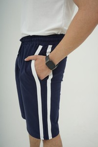 White Contrast Summer Formal 100% Cotton Breathable <b>Knitted</b> Short <b>Set</b> - Product Image 3
