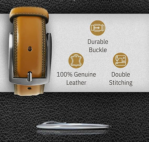 Ceintures en cuir de vachette pour hommes en gros – Cuir véritable, style formel, boucle en alliage, options de personnalisation OEM du logo - Product Image 4