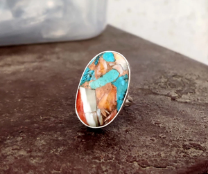 Bague artisanale bohème en argent sterling 925 avec turquoise et cuivre, pour fiançailles, mariage ou anniversaire - Product Image 2