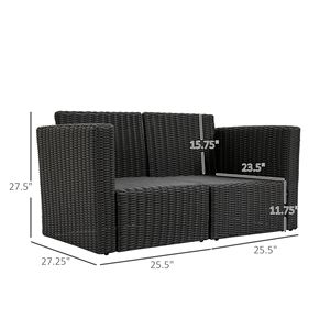 Set Divano Angolare da Esterno 2 Pezzi in Rattan PE con Braccioli Curvi e Cuscini Impermeabili per Villa, Giardino, Balcone - Product Image 3