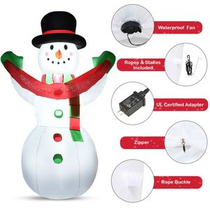 6 Feet LED Lights <b>Inflatable</b> <b>Christmas</b> Snowman Outdoor Yard Blow-Up <b>Decoration</b> for Holiday Season - Product Image 6