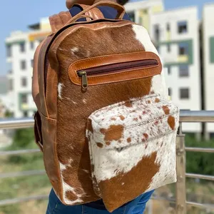 Premium Handmade Hair Leather <b>Laptop</b> <b>Backpack</b> Cowhide Travel School Bag Fashion Portable Stylish Durable Women Men LHBP-0084 - Product Image 1