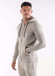 Conjunto Deportivo con Capucha para Hombre, Color Beige, Sudadera con Cremallera y Mangas Largas, con Bolsillos Laterales, Estilo Casual para Otoño, Corte Regular - Product Image 3