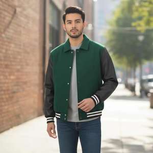 Unisex College Varsity <b>Jacket</b> with Wool Blend Body, Leather Sleeves, and Chenille <b>Patchwork</b> High School Varsity <b>Jacket</b> - Product Image 5
