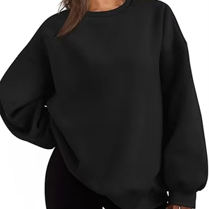 Sudadera de algodón con cuello redondo, personalizada, unisex, extragrande, de forro polar grueso, para invierno, con logo frontal, para mujer - Product Image 1