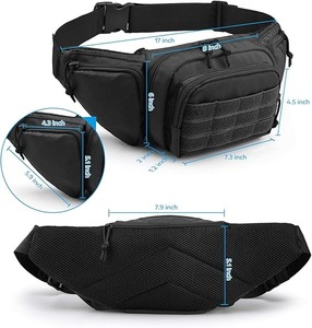 Sac banane porte-arme pour homme, sac de taille réglable avec poches zippées, pochette de hanche quotidienne pour l'entraînement, les voyages et les activités de plein air - Product Image 4