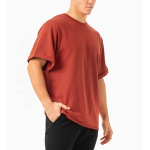 Camiseta de Manga Corta para Hombre, Cuello Redondo, Talla Grande, Color Sólido, Algodón Jersey, Estilo Casual, Rojo - Product Image 4