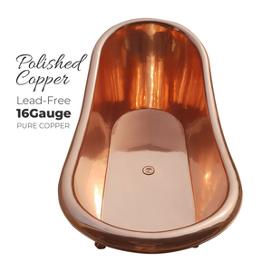 อ่างอาบน้ำทองแดงทรงวงรีแบบตั้งพื้น ขนาด 70x30x27 นิ้ว สีขาวด้านเคลือบผง แข็งแรง ทนทาน หรูหรา สำหรับแช่ตัวในบ้าน ห้องน้ำ สปา - Product Image 3