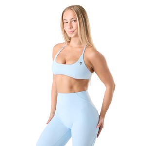 สปอร์ตบราไร้ตะเข็บสำหรับผู้หญิง สายรัดแบบสปอร์ตบรา สำหรับโยคะ ฟิตเนส ชุดออกกำลังกาย เนื้อผ้านุ่ม ยืดหยุ่น กระชับ น้ำหนักเบา สีฟ้าพาสเทล - Product Image 2