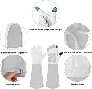 Gants de jardin longs en cuir pour femmes, gants de travail robustes pour le désherbage et la plantation, meilleurs cadeaux de jardin pour les jardiniers, gris - Product Image 3