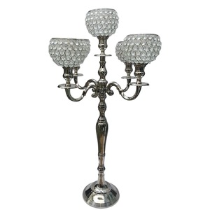 Aluminum silver Plated tall <b>Candelabra</b> with 5 Arm Shiny Silver Plated Floor decoration & Party decoration Handmade Candle Holder - Product Image 6