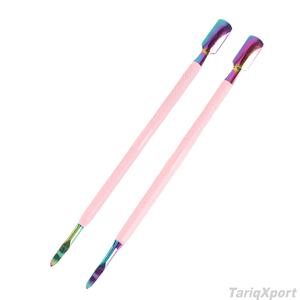 Pousse-cuticules professionnel de qualité supérieure en acier inoxydable réutilisable, double tête, design carré, poignée confortable, coffret - Product Image 3