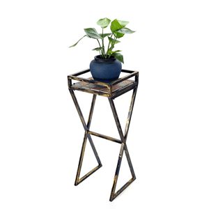 35.5 \ "lastra di pietra grigia con pianta in metallo nero/oro elegante ornamento da giardino - Product Image 3