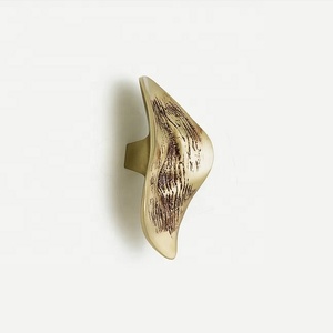 Modern Contemporary <b>Brass</b> Furniture <b>Knobs</b> With Natural Texture Pattern Gold Finished For Cabinet Drawer Door Handles - Product Image 2