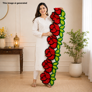 Ensemble de 6 tapis floraux faits à la main en forme de rose pour la décoration de la Pooja, de l'entrée, du Rangoli, de Diwali, des mariages et des festivals – Tapis de sol réutilisable - Product Image 6