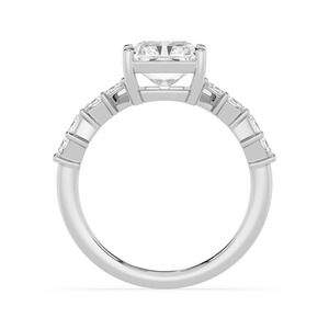 Bague de fiançailles en or rose 10K avec diamants de laboratoire 4,19 carats, taille en V et diamants radiaux, au caractère nuptial sophistiqué - Product Image 4