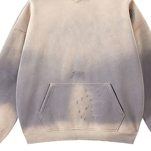 เสื้อฮู้ดดี้ผ้าฝ้าย 360GSM สไตล์สตรีทแวร์ วินเทจ ล้างสีแบบแอซิดวอช แต่งขาดๆ แบบคัสตอม เสื้อฮู้ดดี้เปล่าเนื้อหนา สำหรับวิทยาลัย ขายส่ง - Product Image 6