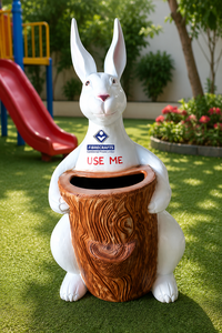 2026 Frog Shape Outdoor Dust Bin Decorative Fiberglass Garden Waste Bin Open Top Cute Animal Design - Product Image 4
