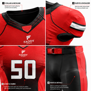 Ensemble d'uniformes de football américain sublimés sur mesure, haute qualité, respirant, maillot et pantalon d'entraînement pour hommes et jeunes, équipe sportive - Product Image 3