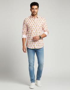 Camisa Formal de Algodón para Hombre con Rayas Estampadas a Mano Tradicionales |   Camisa Batik Transpirable y Ecológica de Manga Corta con Cuello Camisero - Product Image 5