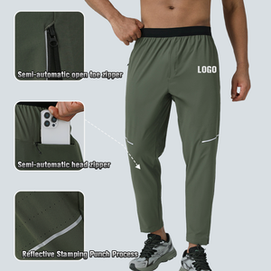 Pantalon de jogging pour homme bleu marine à séchage rapide avec taille élastique et poches latérales, léger, décontracté, pour le sport, à porter en été - Product Image 3