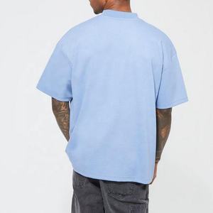 T-shirt Homme 300 g/m² 100% Coton Col Mock Rib Coupe Oversize Épaules Tombantes T-shirt Vierge Streetwear Lourd Uni pour Homme - Product Image 3
