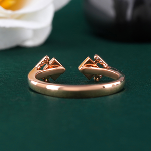 Anillo Abierto Geométrico Doble de Oro Rosa de 14K, Joyería Moderna y Elegante con Diamante Cultivado en Laboratorio de 0.15 CT, VS1, Certificado IGI, Oro Amarillo Sólido de 18K - Product Image 4