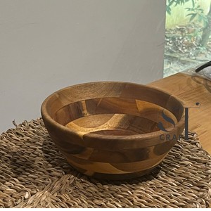 Ensemble de saladiers en bois d'acacia de haute qualité, design moderne, bols de service pour cuisine et salle à manger, faits à la main au Vietnam, personnalisables, pour fêtes et événements. - Product Image 6