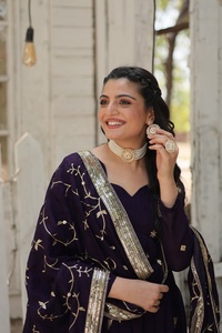 New Arrival Ladies Salwar Gown Collection Stylish Pakistani Design <b>Fur</b> Vichitra Shimmer Festive Occasions Casual Wear Wholesale - Product Image 2