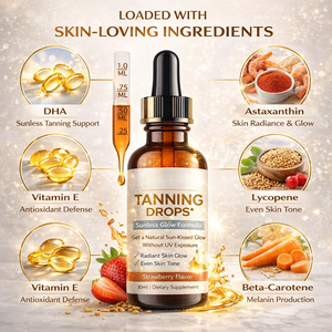 Private Label Tanning Drops <strong>Liquid</strong> Sunless Tan Skin Glow Supplement DHA Vitamin E Even Skin Tone Bronzing Beauty Drops - Product Image 2