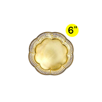 Vassoio Rotondo in Ottone da 6 Pollici - Design Traforato, Vassoio di Lusso Fatto a Mano in Ottone Autentico, 10 Pezzi/Scatola per Ristoranti e Hotel in Thailandia