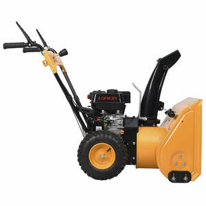 Soplador de nieve eléctrico comercial D1Z4 1 amarillo y negro de 6.5 HP para jardín y granja, con componentes principales del motor y engranajes. - Product Image 1