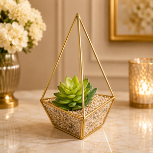 Maceta Geométrica Aurora para Suculentas, Decoración Moderna Dorada para Terrarios, Ideal para Oficinas y Salas de Estar Elegantes - Product Image 1
