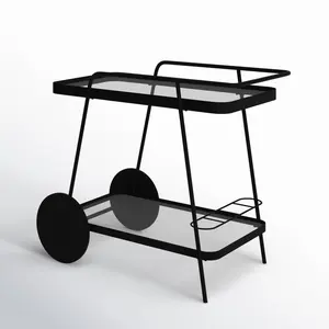 Chariot de cuisine roulant en métal fait main moderne pour rangement, chariot de service décoratif de luxe en métal pour salon, plaqué et sécurisé - Product Image 5