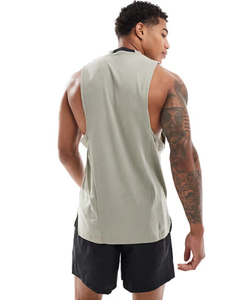 Breathable Quick Dry Knitted Sports Casual 100% Cotton Plain Dyed Custom Logo No Brand Blank <b>White</b> <b>Men</b> Ribbed Workout Tank Top - Product Image 2