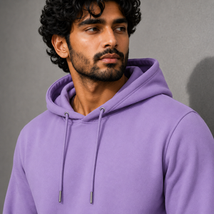 Sudadera con capucha personalizada de algodón morado para hombre, suave, de forro polar, con gráfico personalizado, ropa de marca privada, venta al por mayor, impresa. - Product Image 2