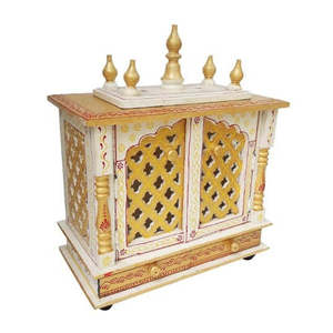 ที่ทำจากไม้ Pooja Ghar ลิ้นชักทนทานโครงสร้างวัดศักดิ์สิทธิ์ทรงสี่เหลี่ยมสำหรับบ้านบูชาโบสถ์ทางศาสนาของดิวาลี - Product Image 4