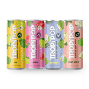Bebida Carbonatada Sin Azúcar Tropipop de 330 ml, Jugo con Gas de Limón, Guayaba, Coco y Manzana Verde, Muestra Gratis, Diseño OEM Disponible - Product Image 1